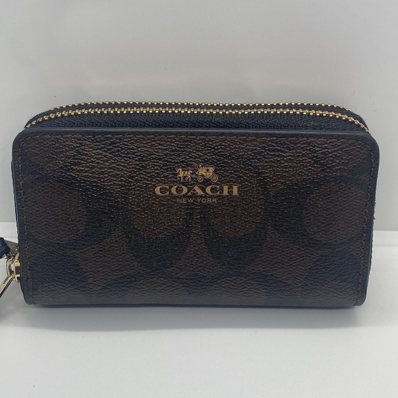 💛COACH💛 Accordion Style Wallet/Card Holder w/Double Zipper in Brown/Like New - Picture 3 of 7